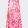 Shop MILLY Jem Under The Sea Tiered Chiffon Skirt Pink Multi