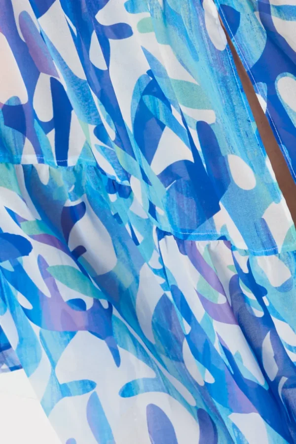 Fashion MILLY Jem Under The Sea Tiered Chiffon Skirt Blue Multi