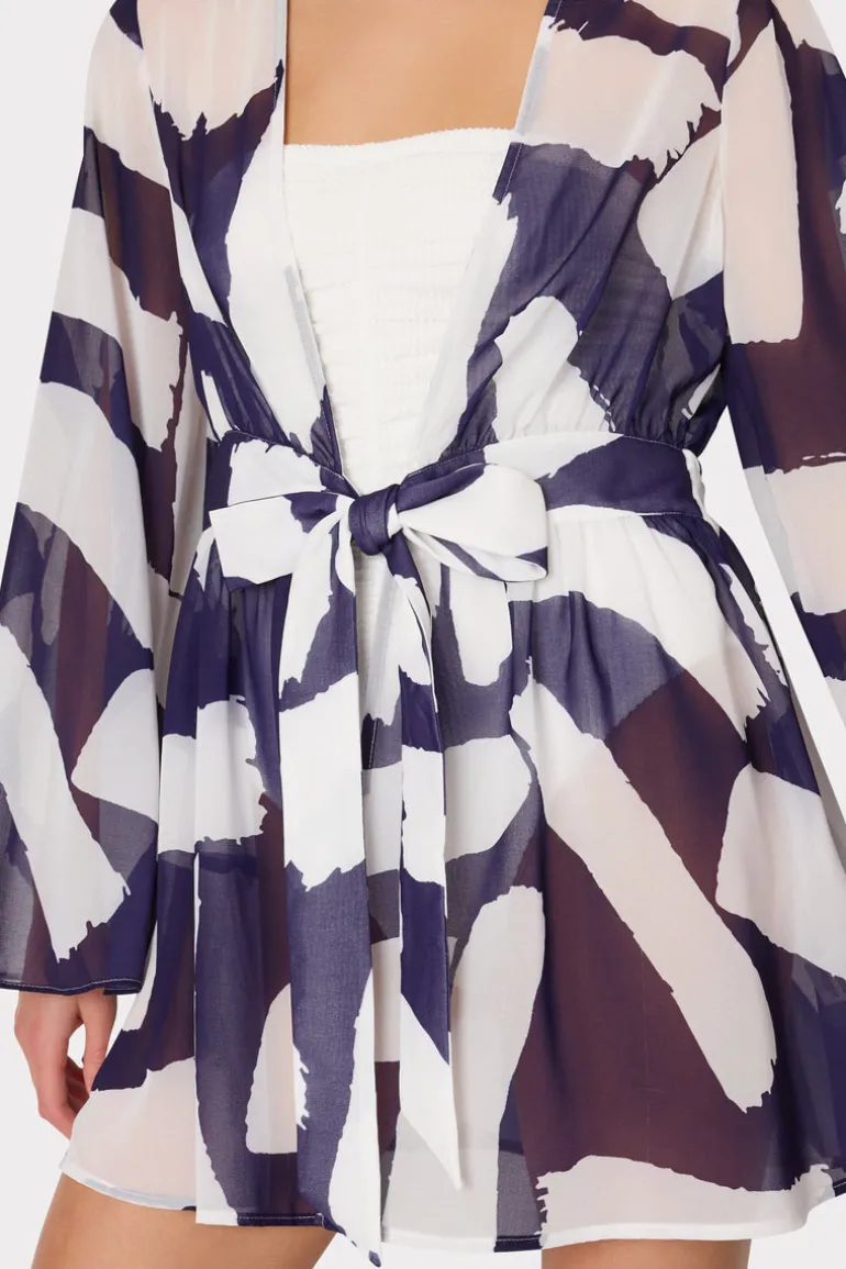 jessie_graphic_brushstrok_2.webp Cheap MILLY Jessie Graphic Brushstroke Chiffon Cover-Up Navy/Ecru