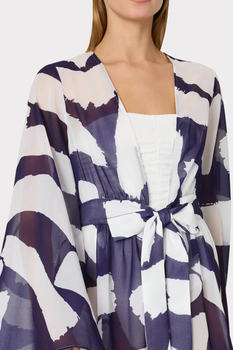jessie_graphic_brushstrok_3.webp Cheap MILLY Jessie Graphic Brushstroke Chiffon Cover-Up Navy/Ecru