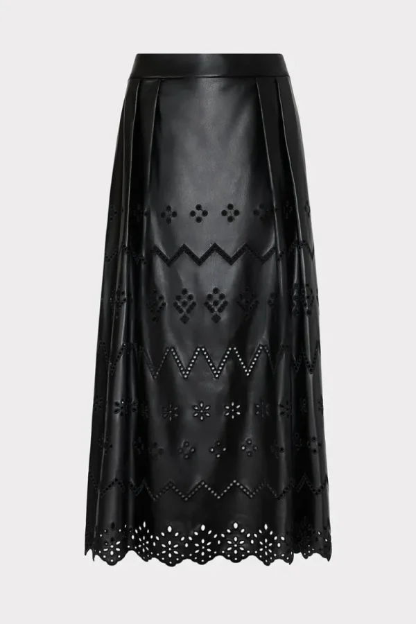Store MILLY Jolene Eyelet Vegan Leather Skirt Black