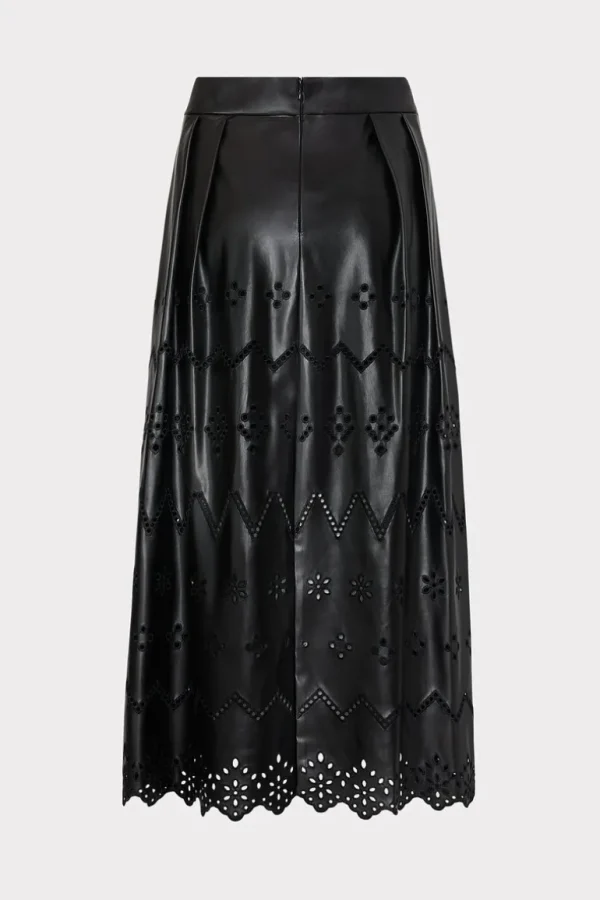 Store MILLY Jolene Eyelet Vegan Leather Skirt Black