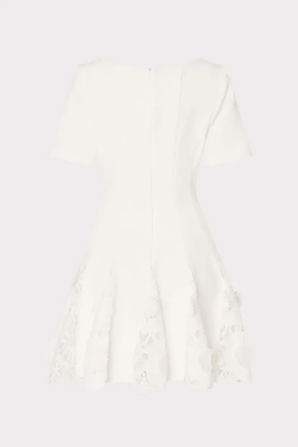 Store MILLY Joy Lace Combo Mini Godet Dress White