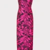 Outlet MILLY Judith Pink Palm Jacquard Dress Pink/Black
