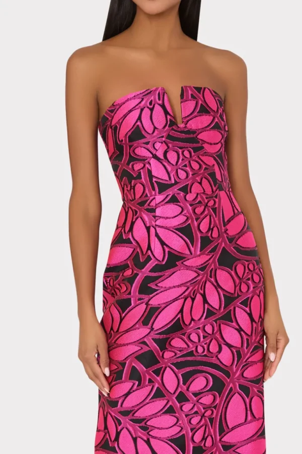Outlet MILLY Judith Pink Palm Jacquard Dress Pink/Black