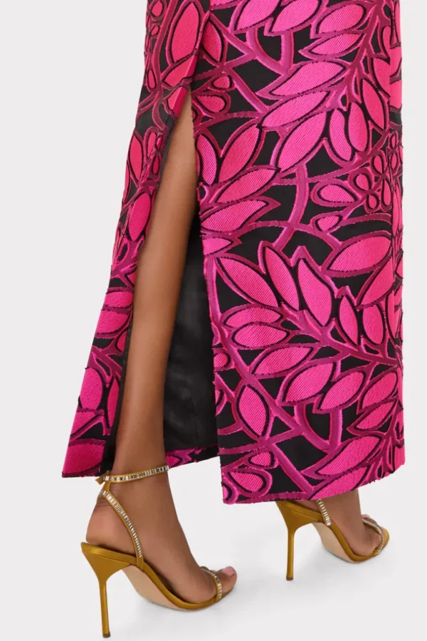 Outlet MILLY Judith Pink Palm Jacquard Dress Pink/Black