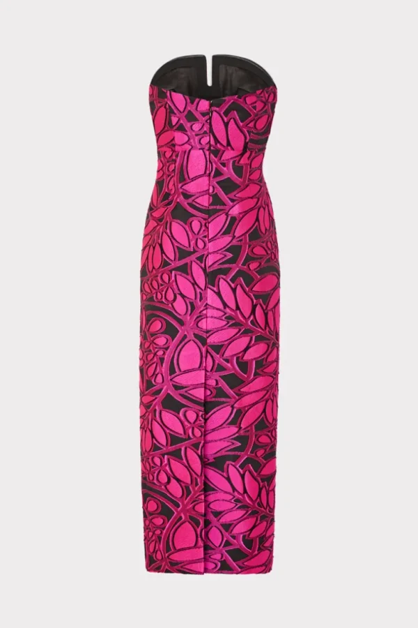 Outlet MILLY Judith Pink Palm Jacquard Dress Pink/Black