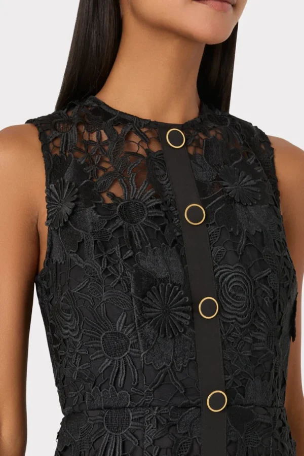 Discount MILLY Judy Lace Mini Dress Black