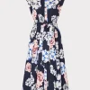Online MILLY Jules Printed Poplin Midi Dress Navy Multi
