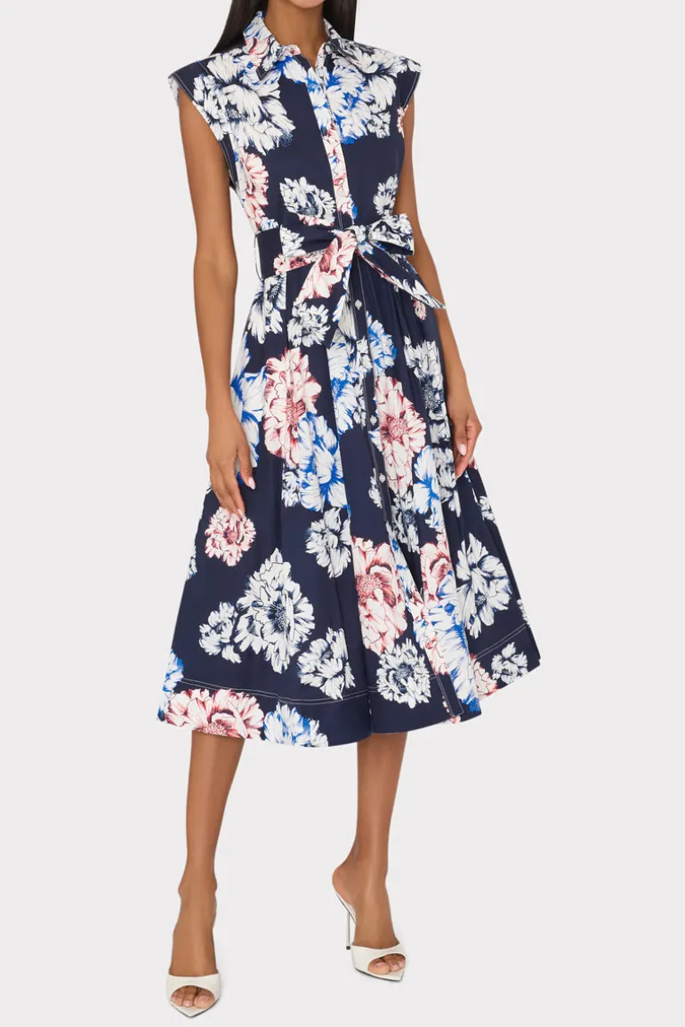 jules_printed_poplin_midi_1.webp Online MILLY Jules Printed Poplin Midi Dress Navy Multi