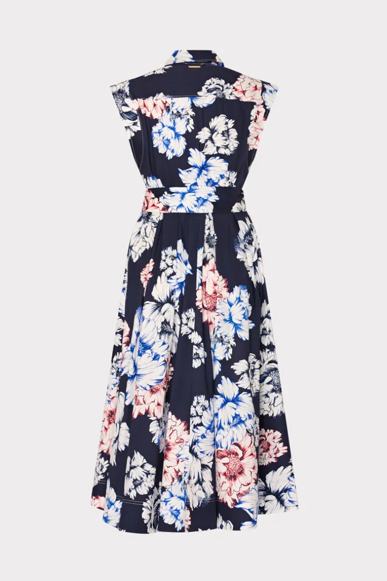 jules_printed_poplin_midi_4.webp Online MILLY Jules Printed Poplin Midi Dress Navy Multi