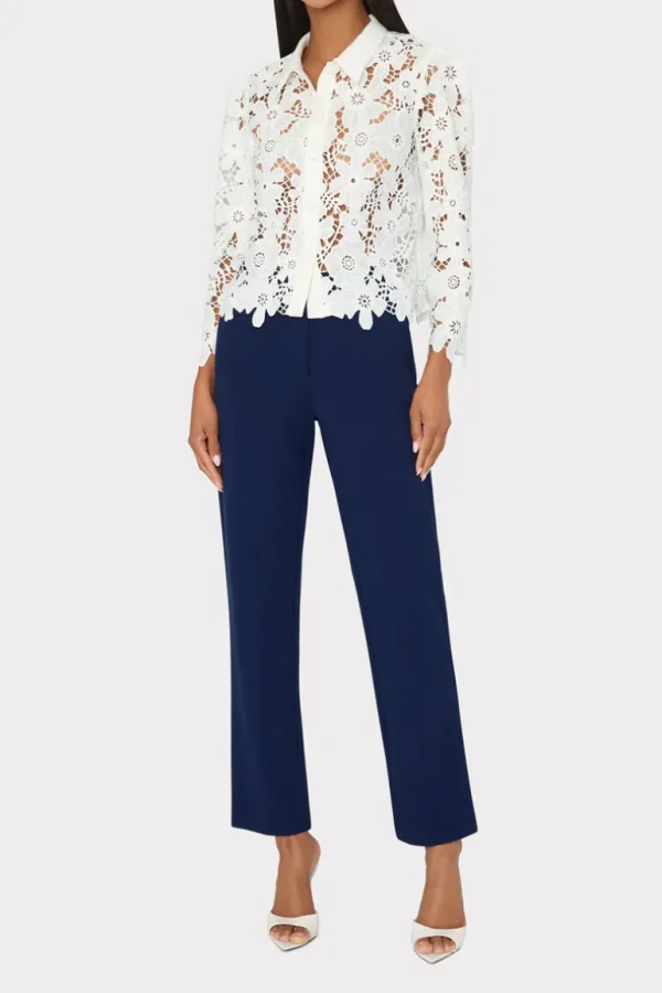 New MILLY June Roja Lace Top White