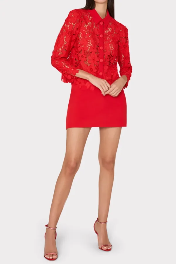 Best MILLY June Roja Lace Top Red