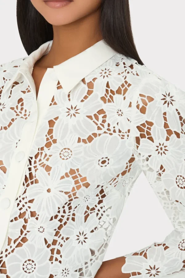 New MILLY June Roja Lace Top White