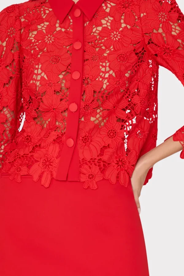 Best MILLY June Roja Lace Top Red