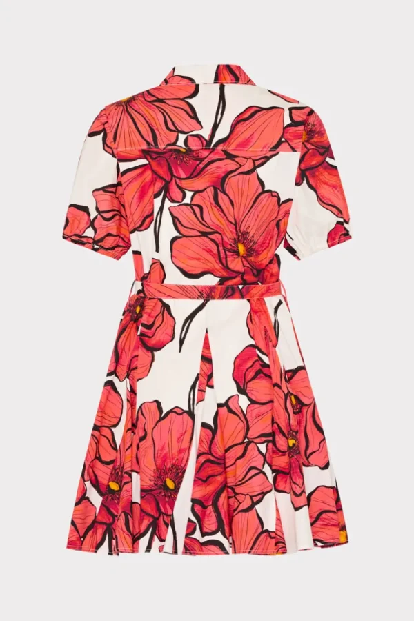 Fashion MILLY Juni Windflower Pastel Poplin Mini Dress Coral Multi