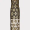 Clearance MILLY Kait Lace Midi Dress Gold