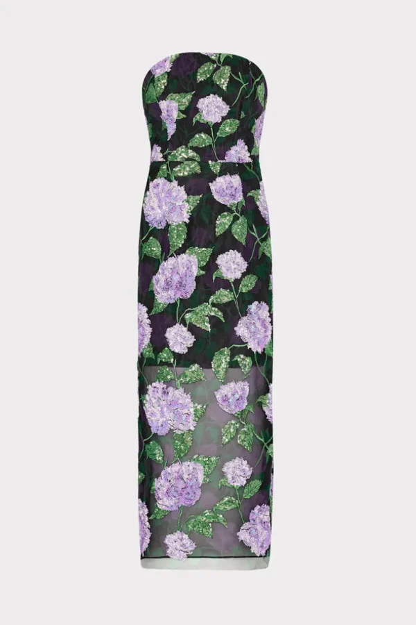 New MILLY Kait Printed Sequins Dress Lilac Multi