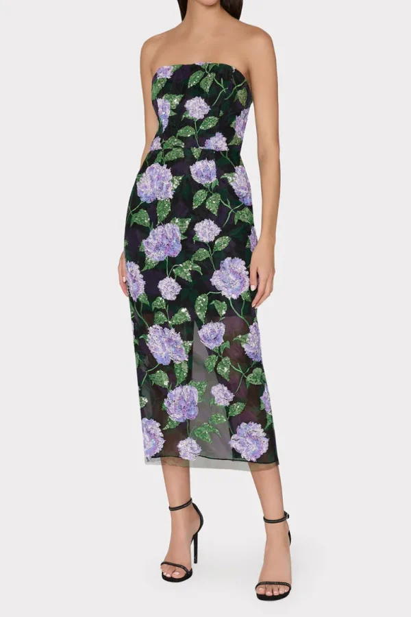 New MILLY Kait Printed Sequins Dress Lilac Multi