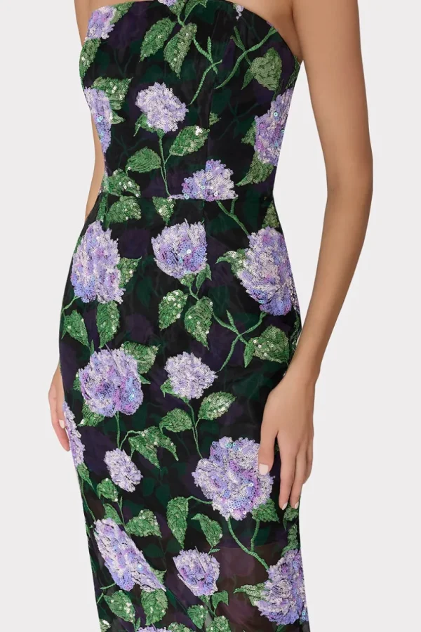 New MILLY Kait Printed Sequins Dress Lilac Multi
