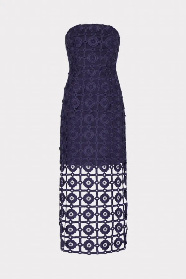 Shop MILLY Kait Tile Lace Dress Navy