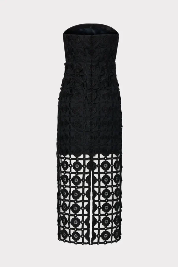 Cheap MILLY Kait Tile Lace Dress Black