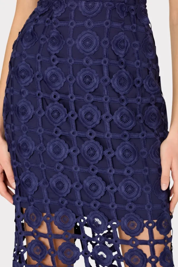 Shop MILLY Kait Tile Lace Dress Navy