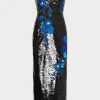 Best MILLY Kait Vines Of Floral Sequins Dress Black/Blue
