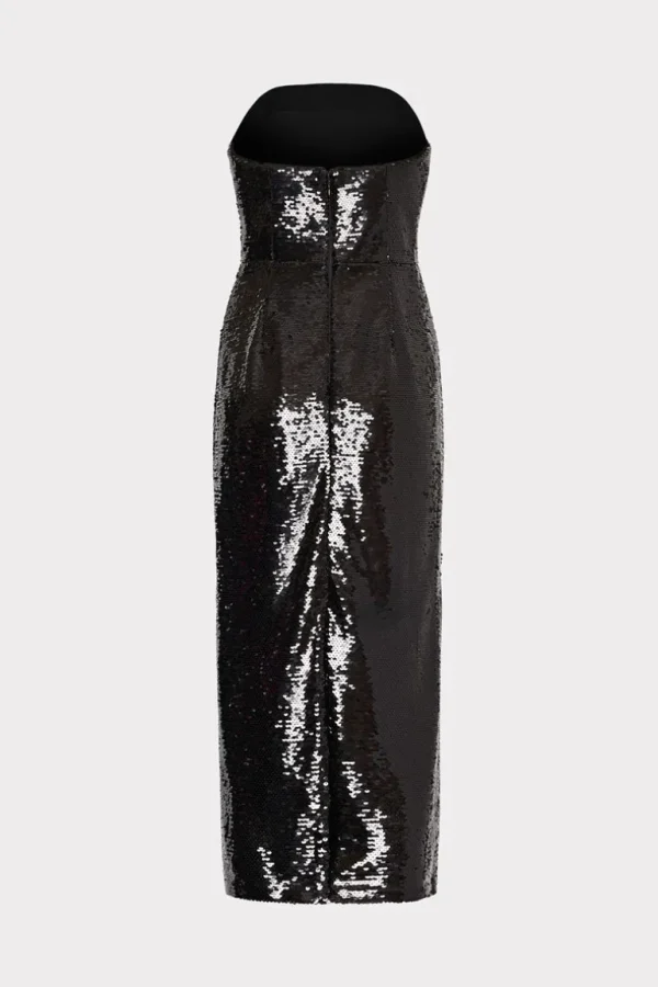 Best MILLY Kait Vines Of Floral Sequins Dress Black/Blue