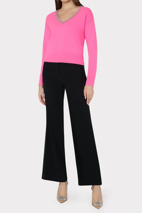 Flash Sale MILLY Kalia Crystal V-Neck Sweater Milly Pink