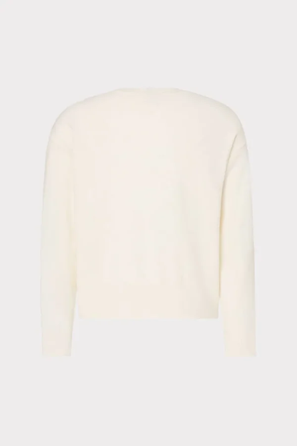 Flash Sale MILLY Kalia Crystal V-Neck Sweater Ecru
