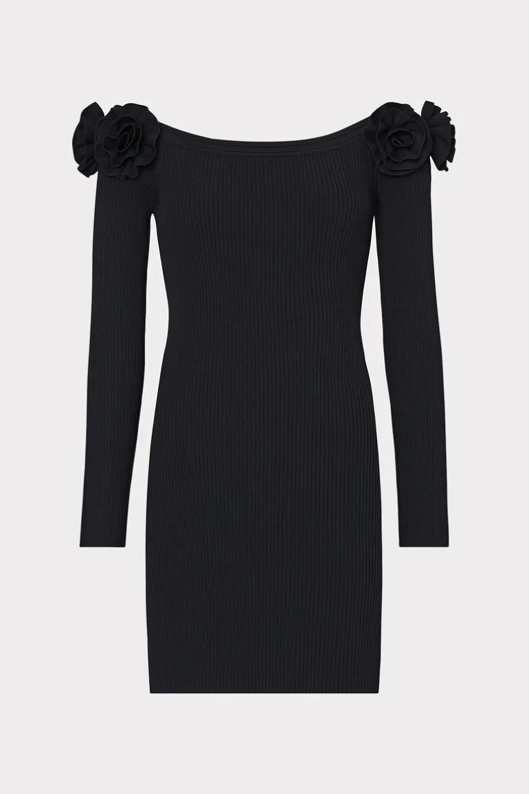 kara_off_the_shoulder_kni_0.webp Best Sale MILLY Kara Off The Shoulder Knit Mini Dress Black