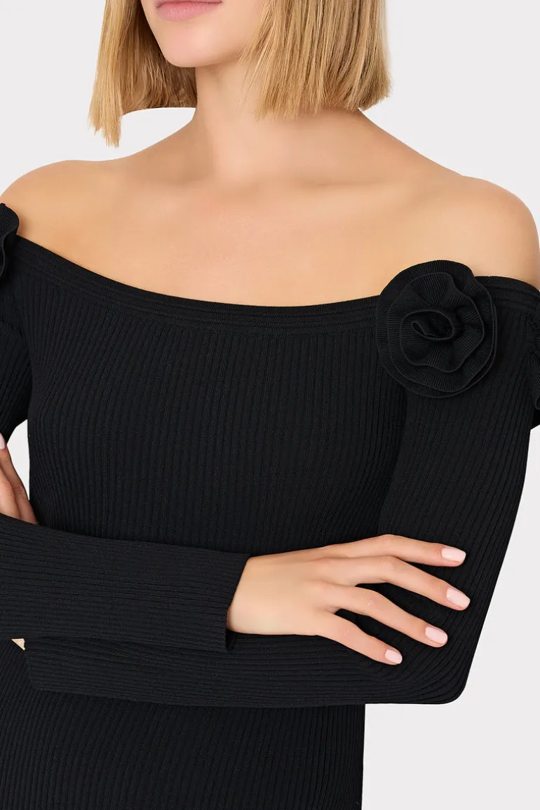 kara_off_the_shoulder_kni_2.webp Best Sale MILLY Kara Off The Shoulder Knit Mini Dress Black
