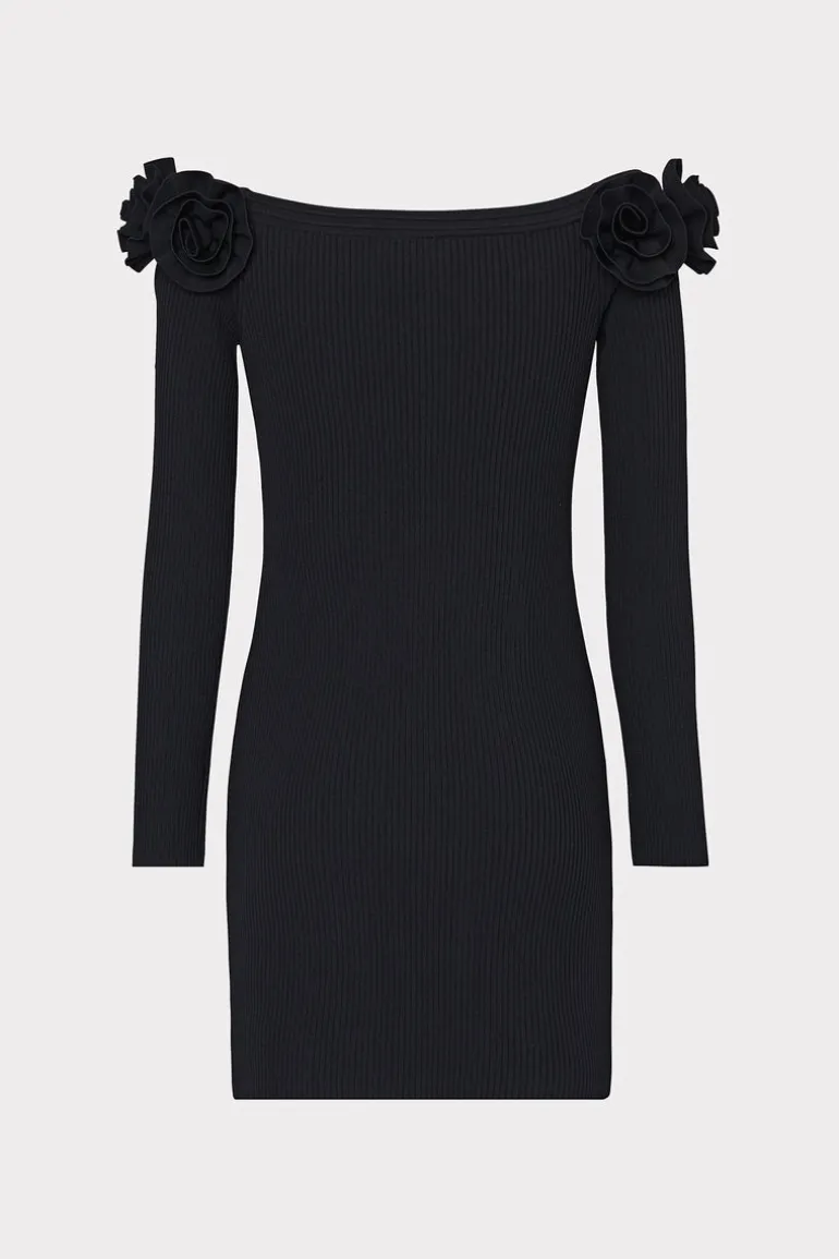kara_off_the_shoulder_kni_3.webp Best Sale MILLY Kara Off The Shoulder Knit Mini Dress Black