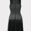 Best MILLY Kayce Inset Stripe Mock Neck Mini Dress Black/Ecru