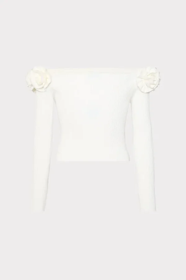 Cheap MILLY Kayla Off The Shoulder Knit Top Ecru