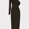 Shop MILLY Kelly One Shoulder Ruffle Knit Midi Dress Gold