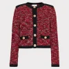 Fashion MILLY Kelly Textured Knit Cardigan Claret