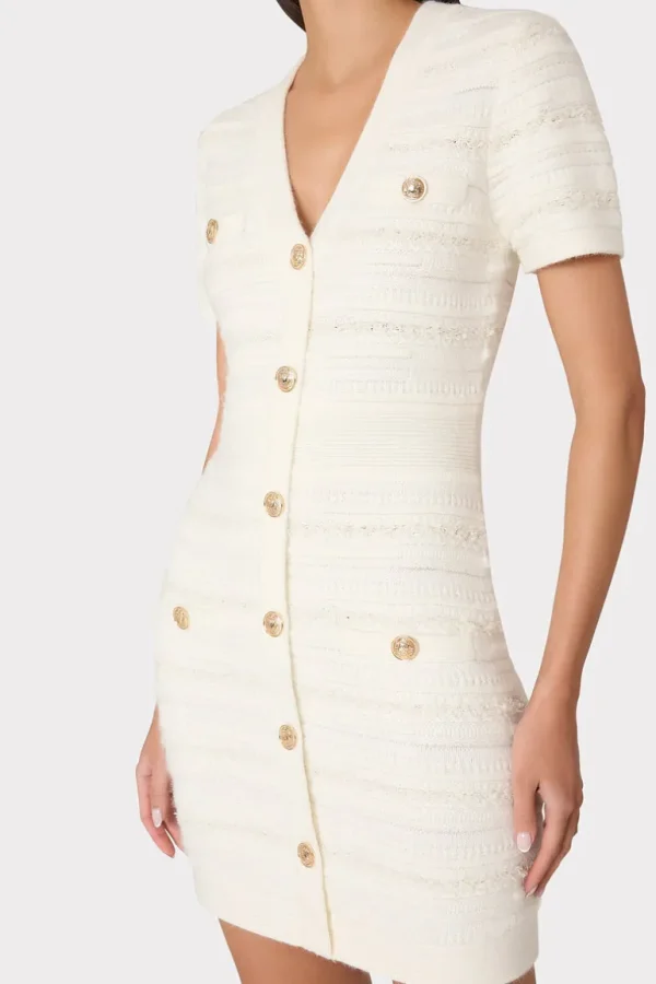 Best MILLY Kennedy Textured Knit Mini Dress Ecru