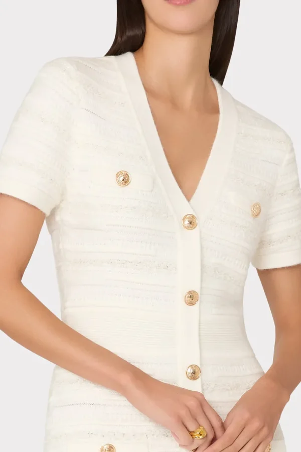 Best MILLY Kennedy Textured Knit Mini Dress Ecru