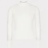 Cheap MILLY Krissy Sheer Knit Mockneck Top Ecru