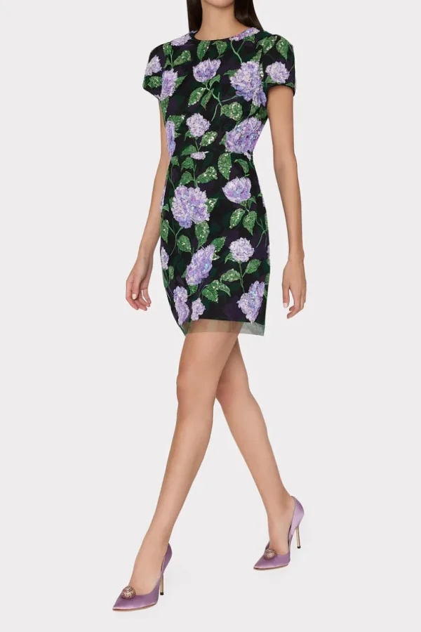 Flash Sale MILLY Kyla Printed Sequins Mini Dress Lilac Multi
