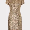 Sale MILLY Kyla Rose Sequins Mini Dress Gold