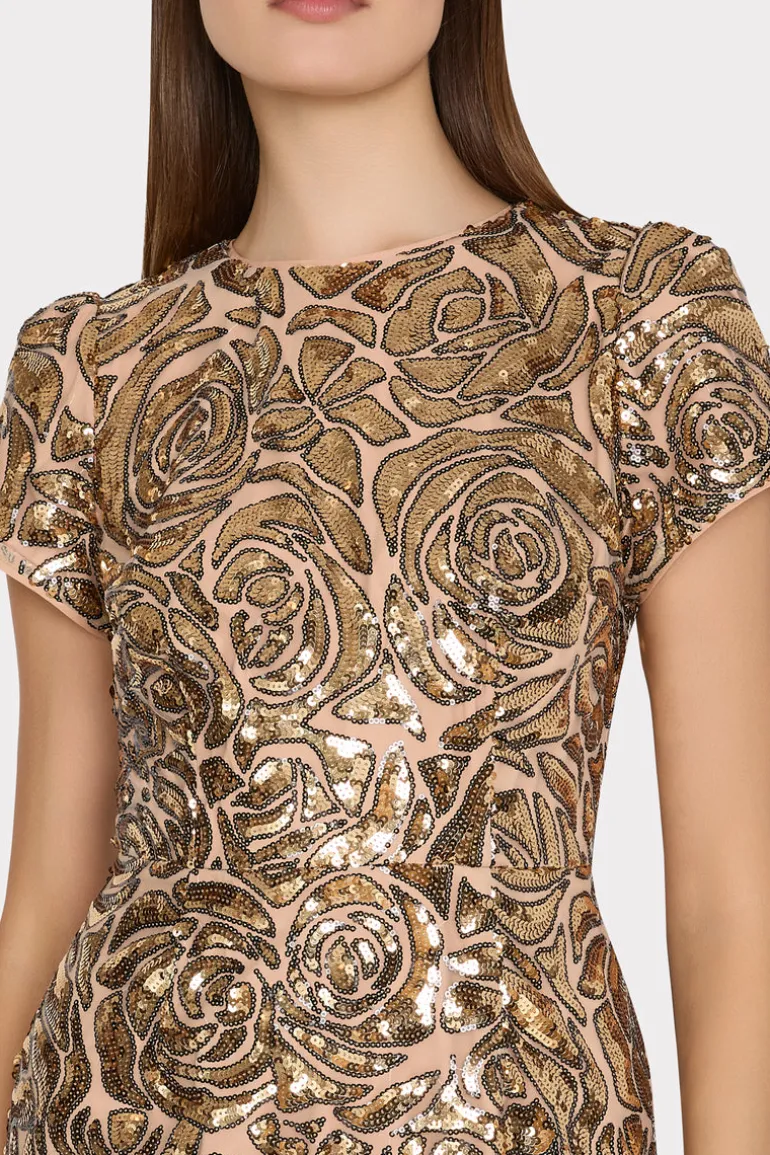 kyla_rose_sequins_mini_dr_2.webp Sale MILLY Kyla Rose Sequins Mini Dress Gold