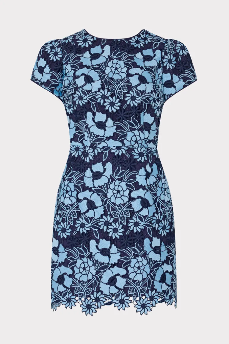 kyla_two_tone_floral_lace_0.webp Online MILLY Kyla Two Tone Floral Lace Mini Dress Blue/Navy
