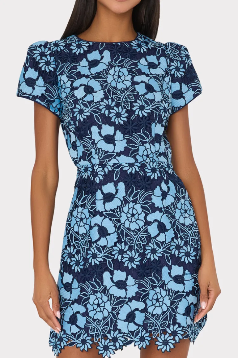 kyla_two_tone_floral_lace_4.webp Online MILLY Kyla Two Tone Floral Lace Mini Dress Blue/Navy