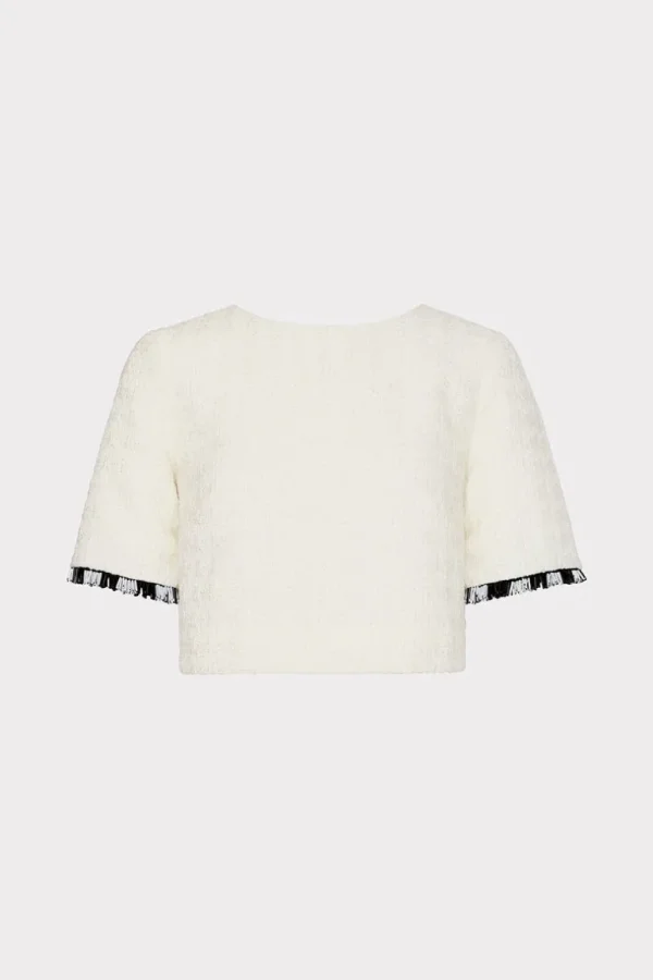 Best MILLY Lee Beaded Fringe Top Ecru