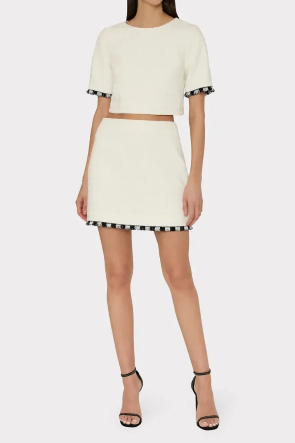 Best MILLY Lee Beaded Fringe Top Ecru