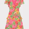 New MILLY Lee Tulip Rosette Mini Dress Pink Multi