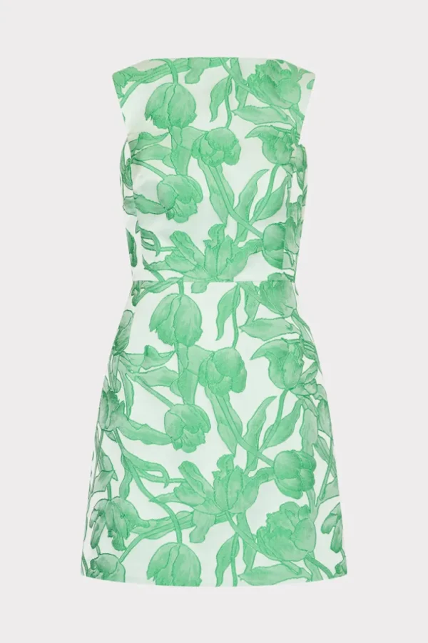 Clearance MILLY Leilani Tulip Jacquard Mini Dress Green Multi